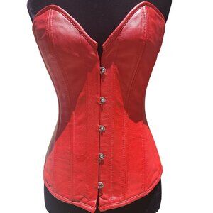 Genuine Real Leather Evening Cocktail Runway Sexy Corset Bustier Bodysuit Body